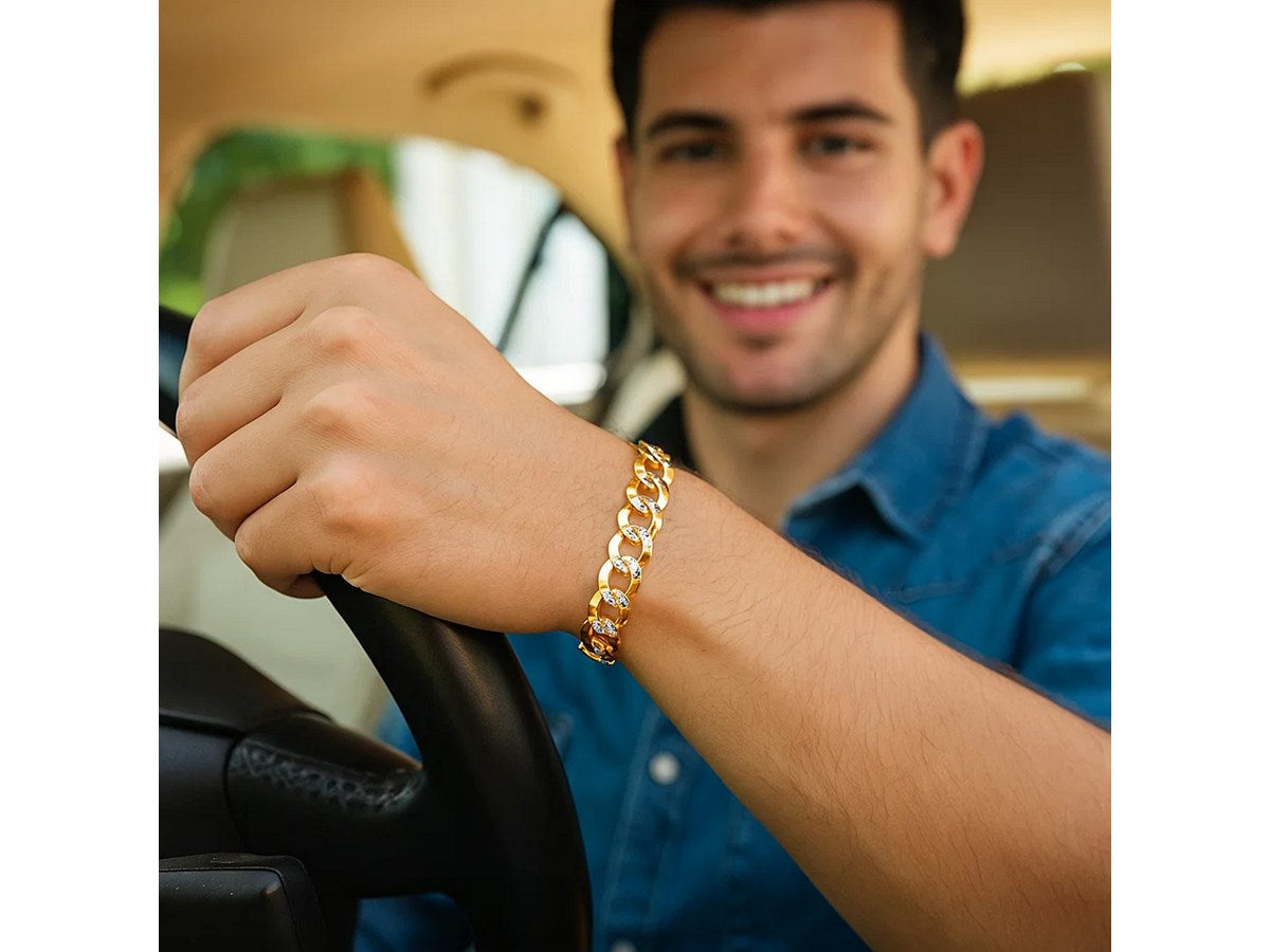 Pavé Curb Link Bracelet 9.7mm Two-Tone