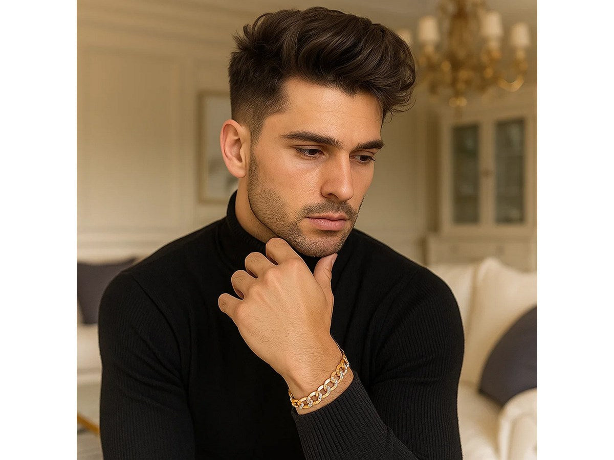 Pavé Curb Link Bracelet 9.7mm Two-Tone