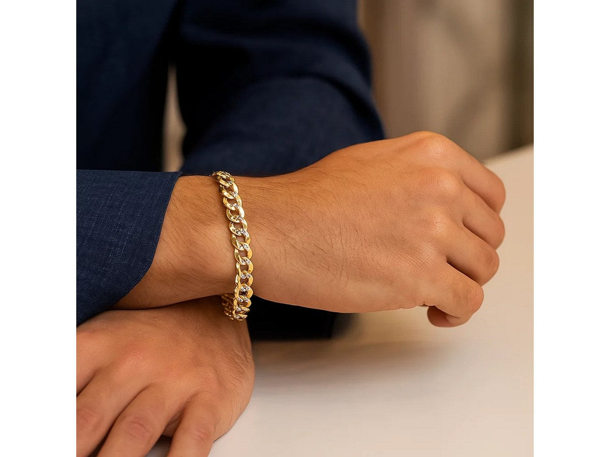 Pavé Curb Link Bracelet 9.7mm Two-Tone