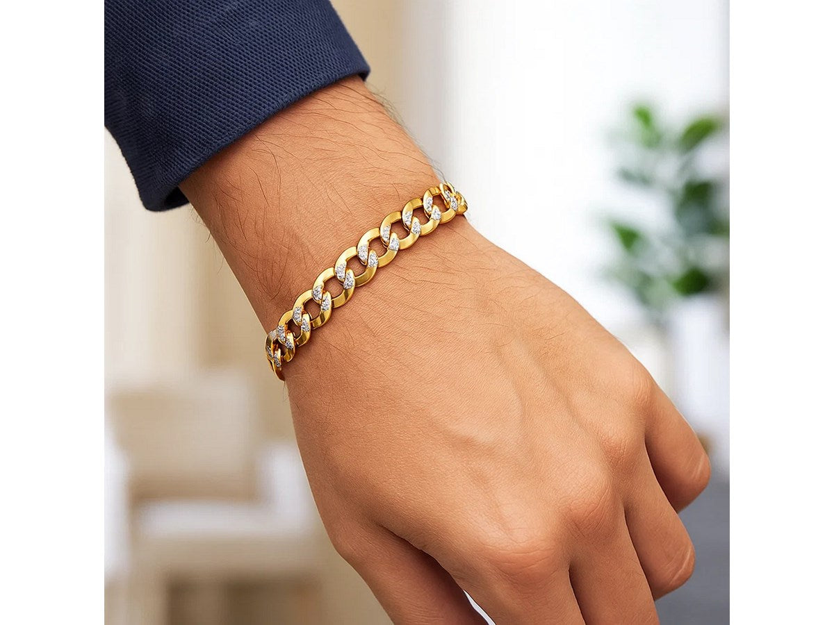 Pavé Curb Link Bracelet 9.7mm Two-Tone