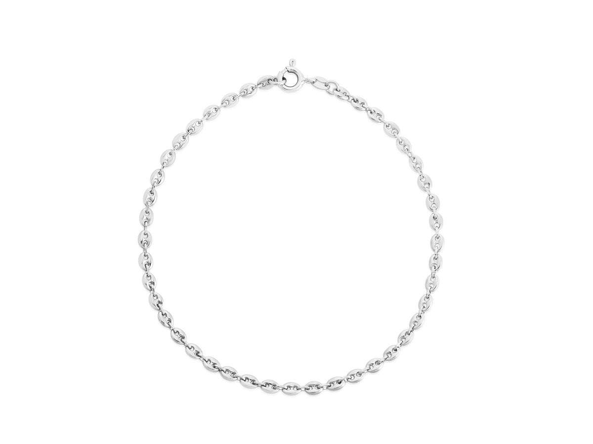 Rhodium Puffed Mariner Link Anklet