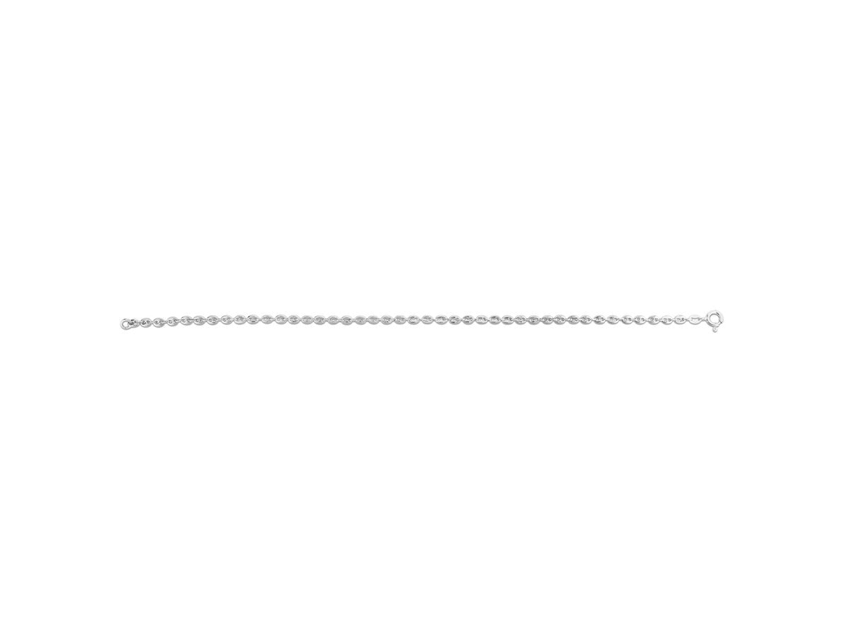 Rhodium Puffed Mariner Link Anklet