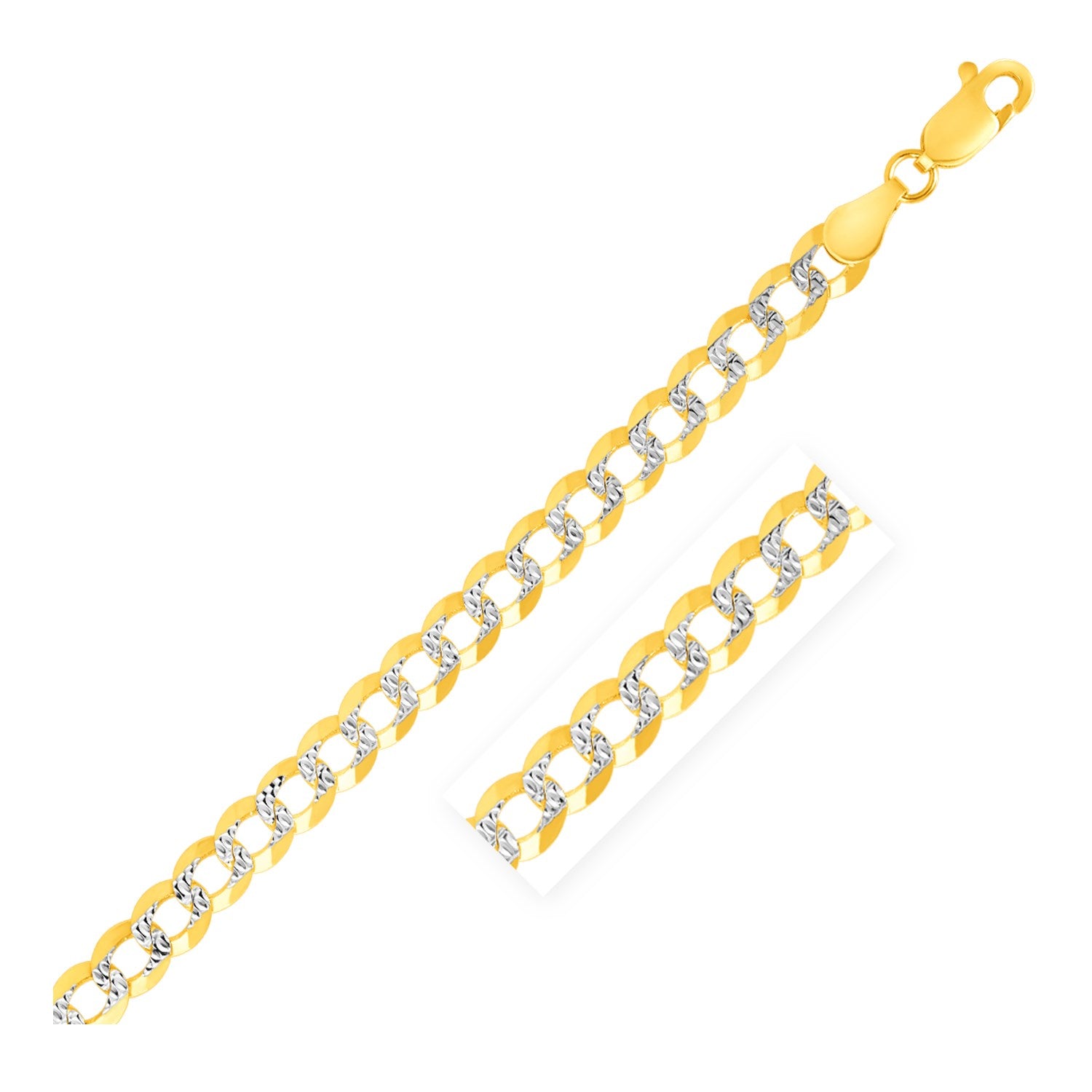 Pavé Curb Link Bracelet 4.6mm Two-Tone