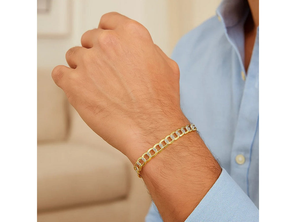 Pavé Curb Link Bracelet 4.6mm Two-Tone