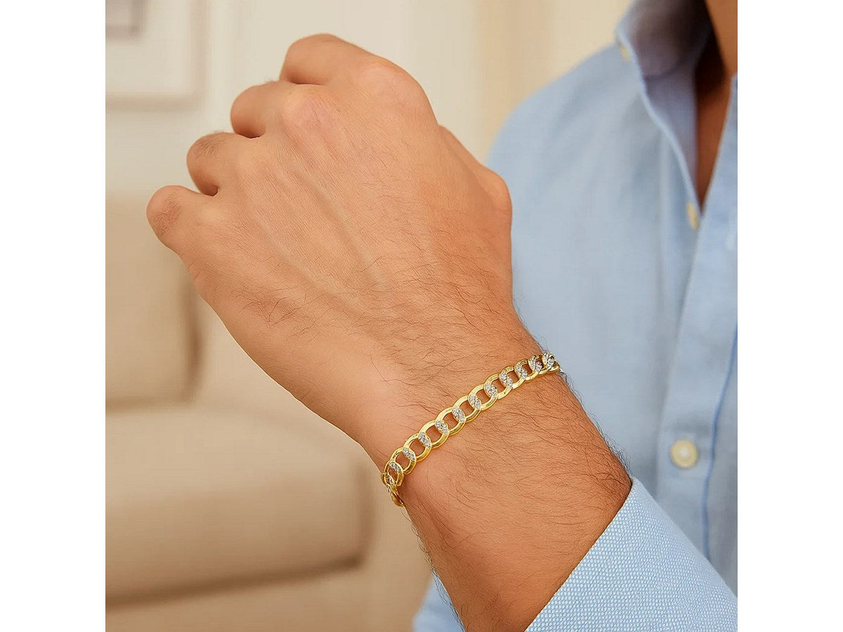 Pavé Curb Link Bracelet 4.6mm Two-Tone