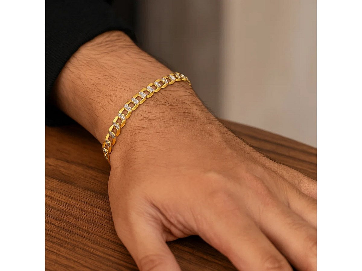 Pavé Curb Link Bracelet 4.6mm Two-Tone