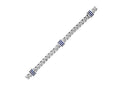 Blue Sapphire Station Weave Chain Bracelet 6.35mm in Sterling Silver
