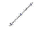 Blue Sapphire Station Weave Chain Bracelet 6.35mm in Sterling Silver