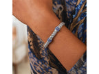 Blue Sapphire Station Weave Chain Bracelet 6.35mm in Sterling Silver
