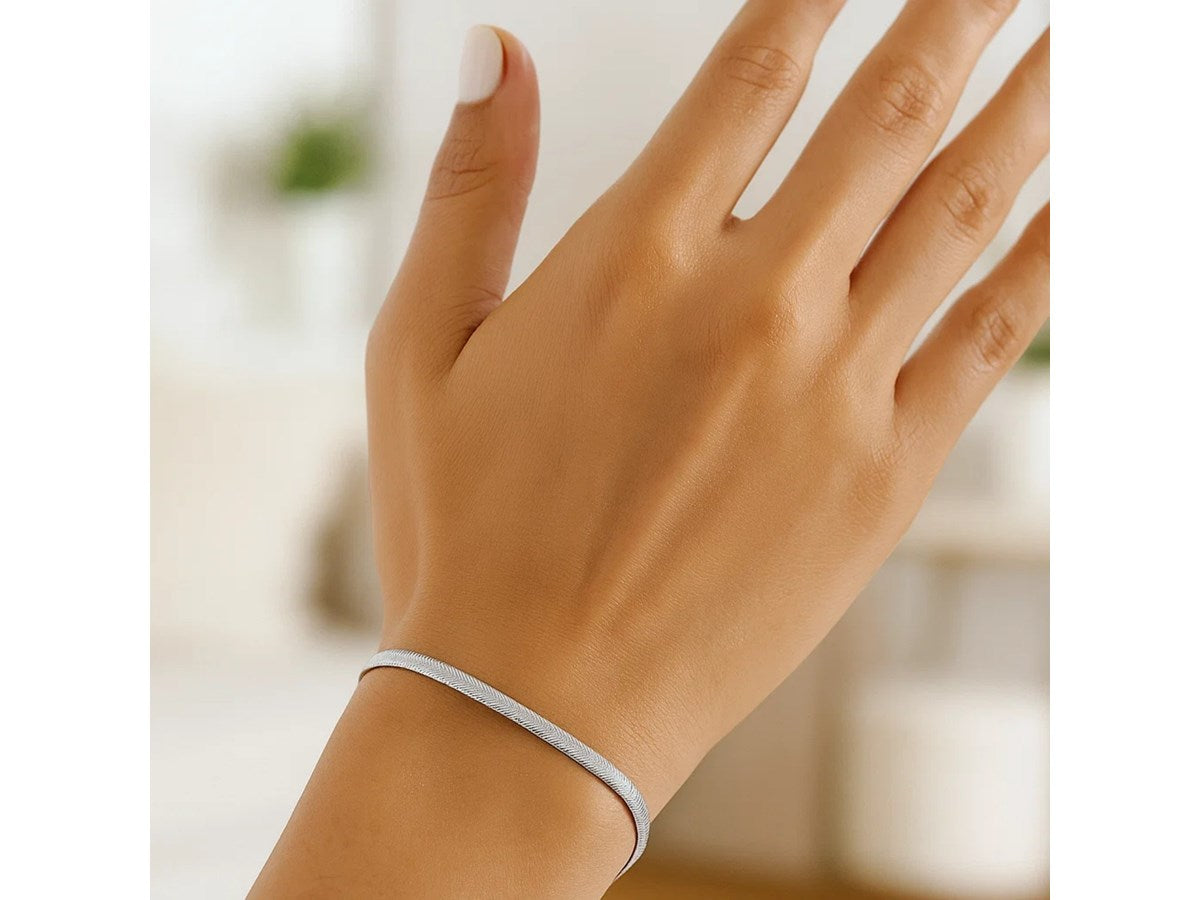 Super Flex Herringbone Bracelet 2.8mm White Finish