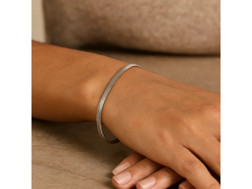 Super Flex Herringbone Bracelet 2.8mm White Finish