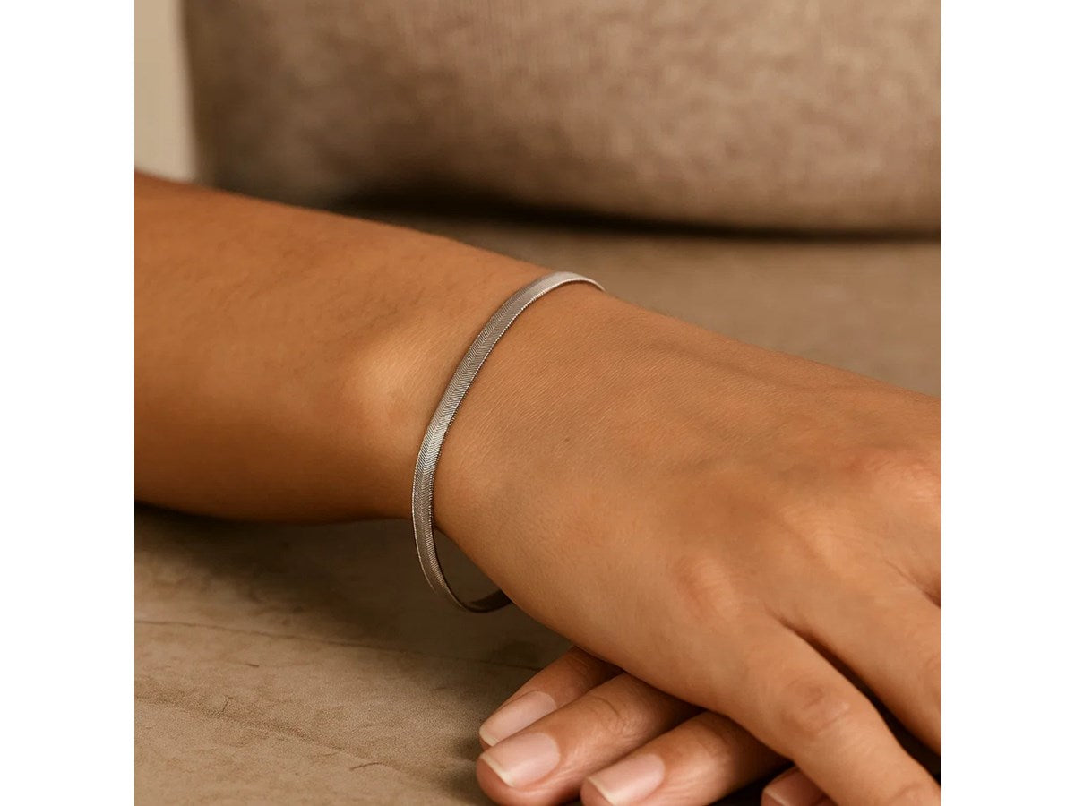 Super Flex Herringbone Bracelet 2.8mm White Finish