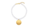 Pearl Tag Charm Link Bracelet 8"