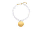 Pearl Tag Charm Link Bracelet 8"