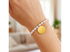 Pearl Tag Charm Link Bracelet 8"