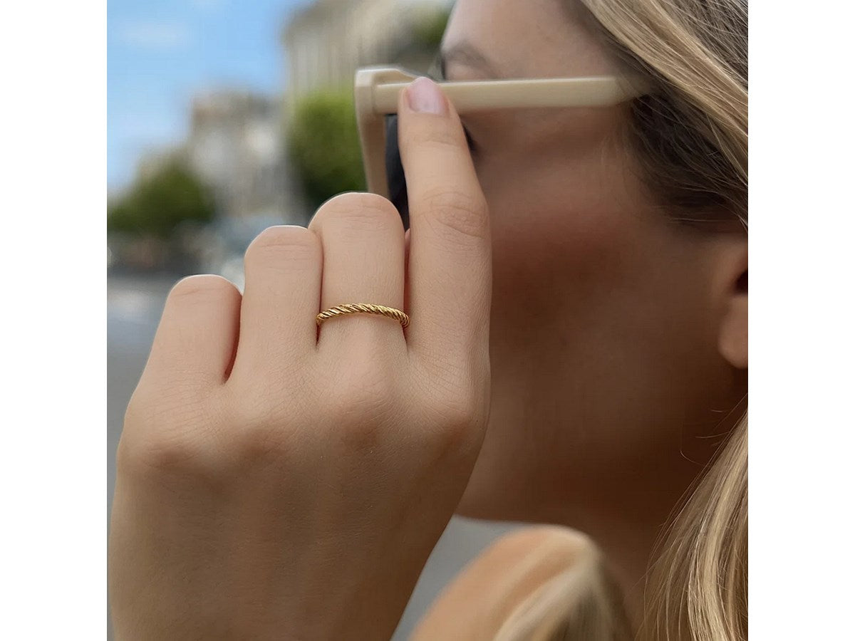 Slim Twisted Stackable Band Ring