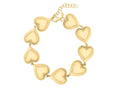 Puffed Heart Charm Bracelet in Yellow Plated Sterling Silver