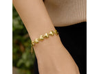 Puffed Heart Charm Bracelet in Yellow Plated Sterling Silver
