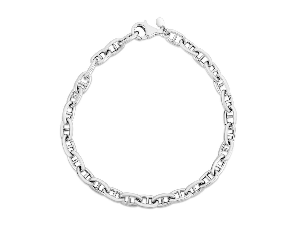 Puffed Mariner Link Bracelet 5.9mm in Rhodium Sterling Silver