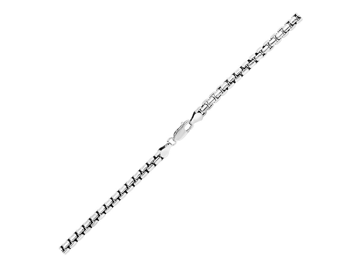 Round Box Chain Bracelet 5.2mm in Rhodium Sterling Silver