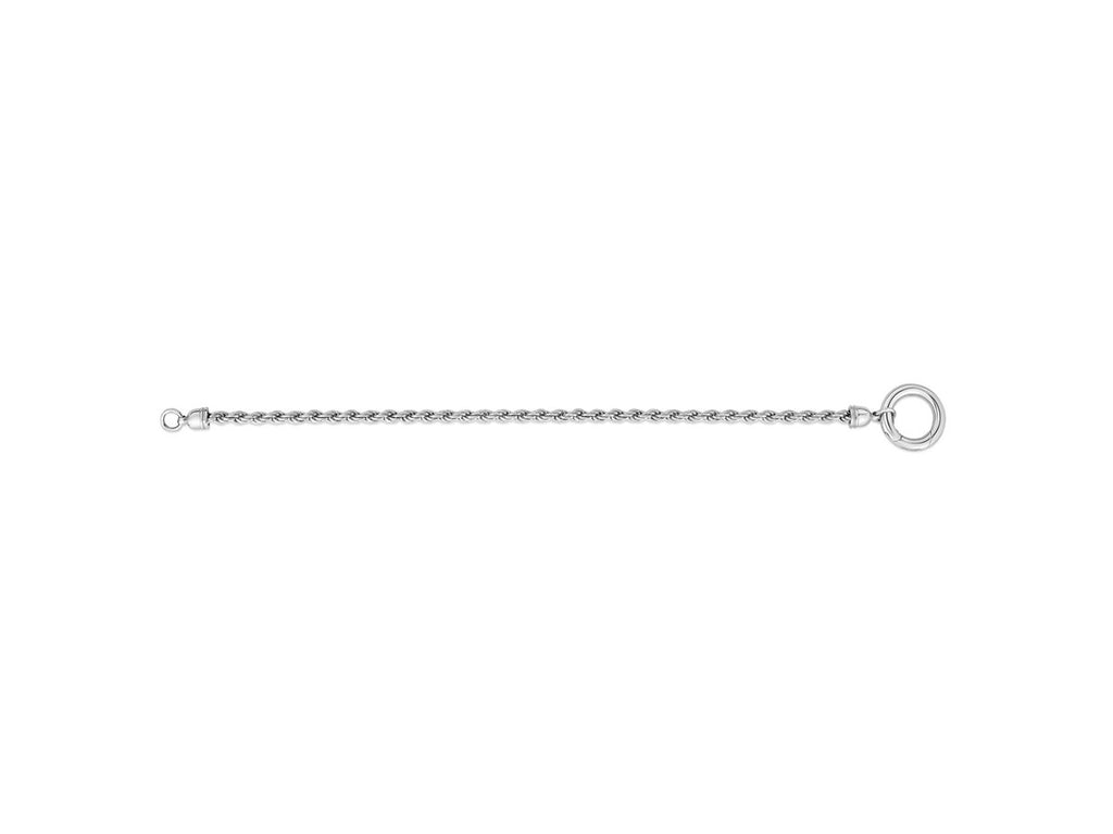 Rhodium Rope Chain Necklace with Push Lock Clasp