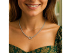 Rhodium Rope Chain Necklace with Push Lock Clasp