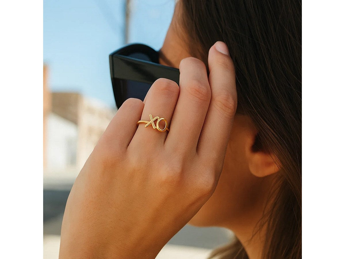 XO Love Pattern Stackable Ring