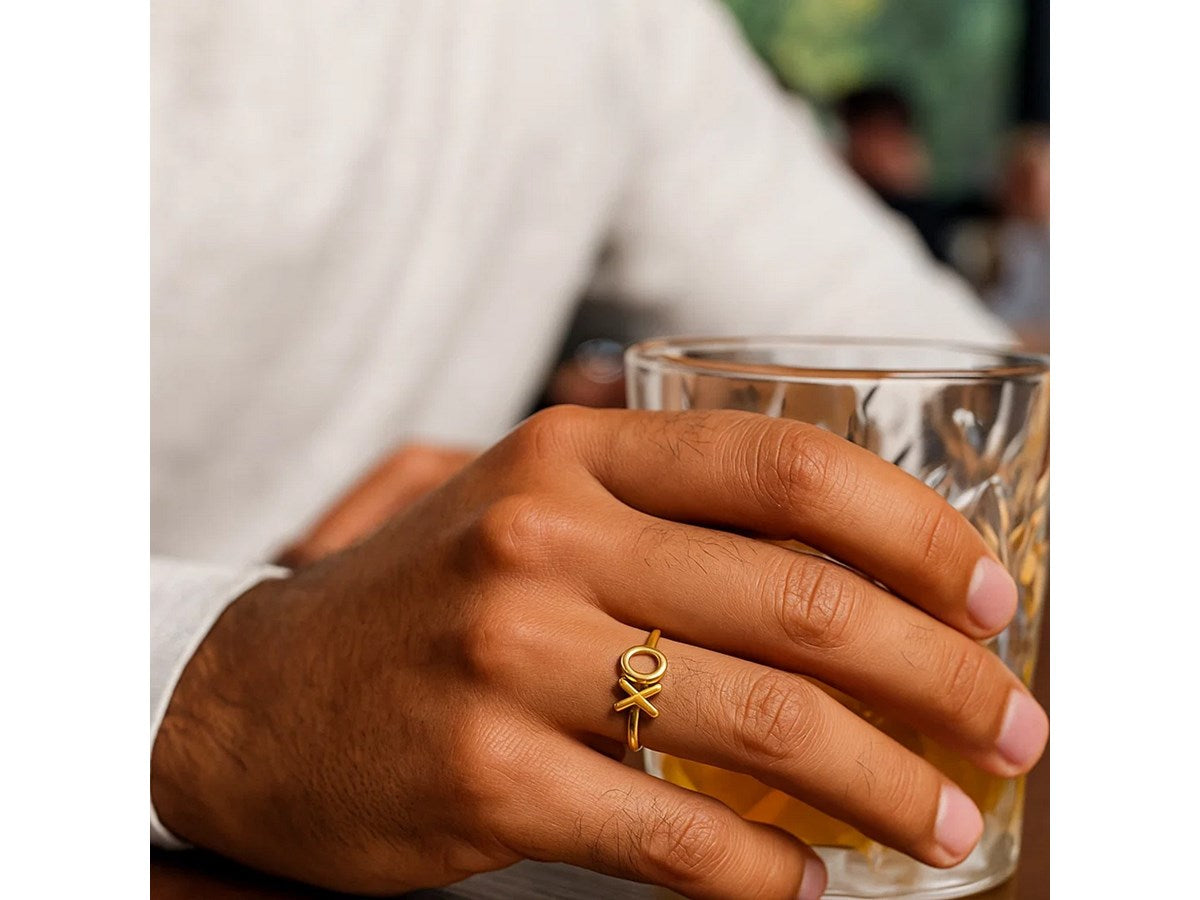 XO Love Pattern Stackable Ring