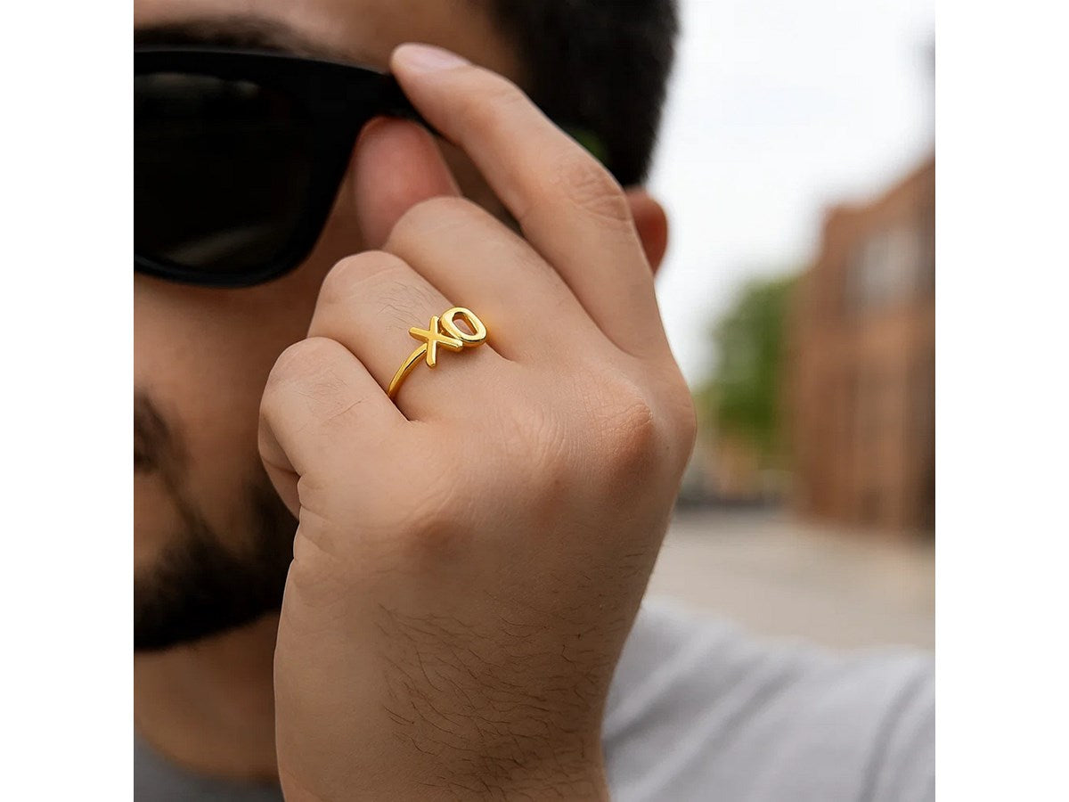 XO Love Pattern Stackable Ring