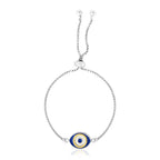 Evil Eye Adjustable Enamel Friendship Bracelet in Sterling Silver
