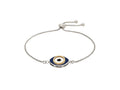 Evil Eye Adjustable Enamel Friendship Bracelet in Sterling Silver