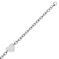 Rhodium Plated Heart Station Chain Bracelet in Sterling Silver