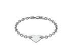 Rhodium Plated Heart Station Chain Bracelet in Sterling Silver
