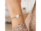 Rhodium Plated Heart Station Chain Bracelet in Sterling Silver