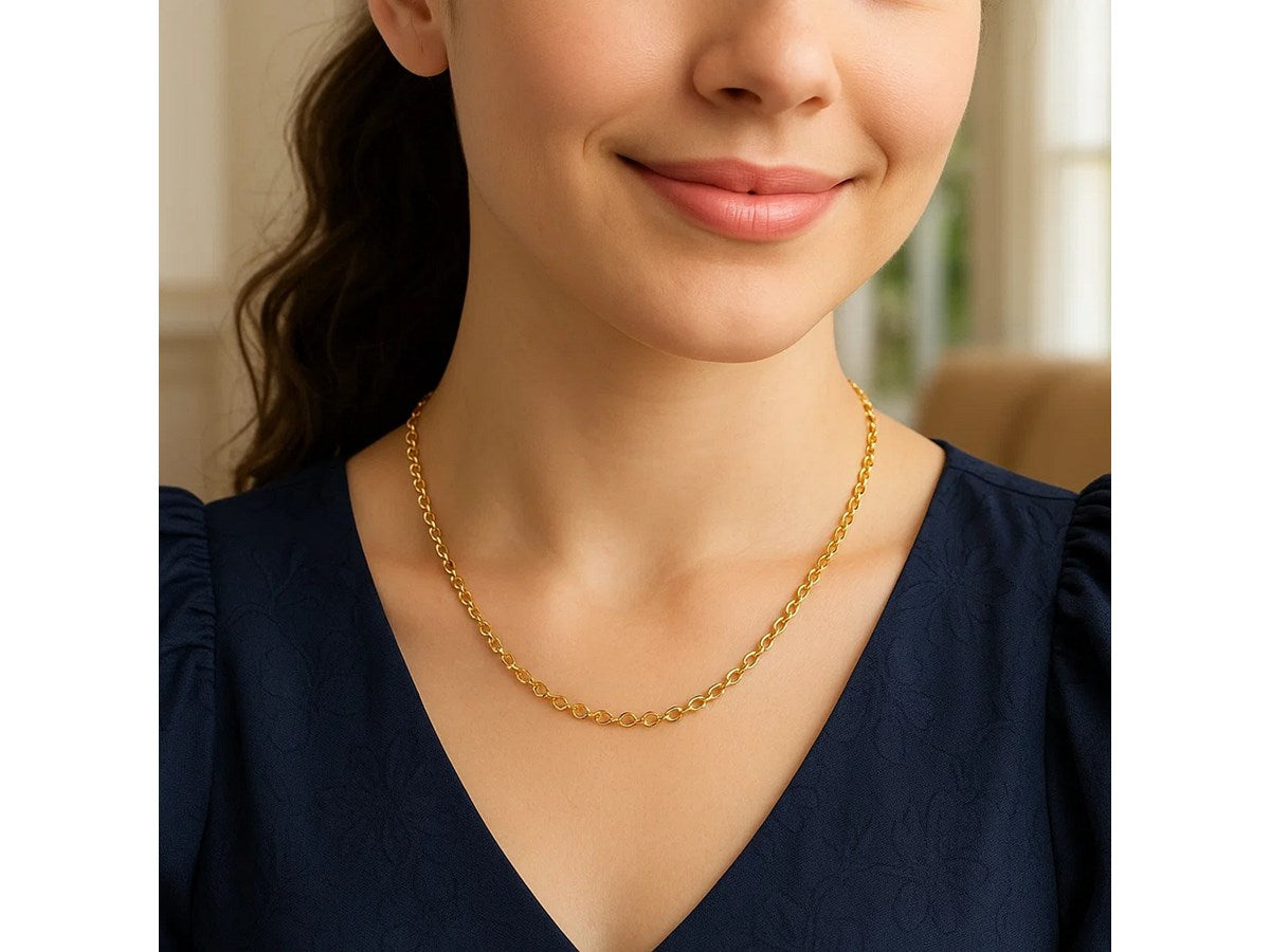 Bold Gold-Plated Rolo Chain Necklace