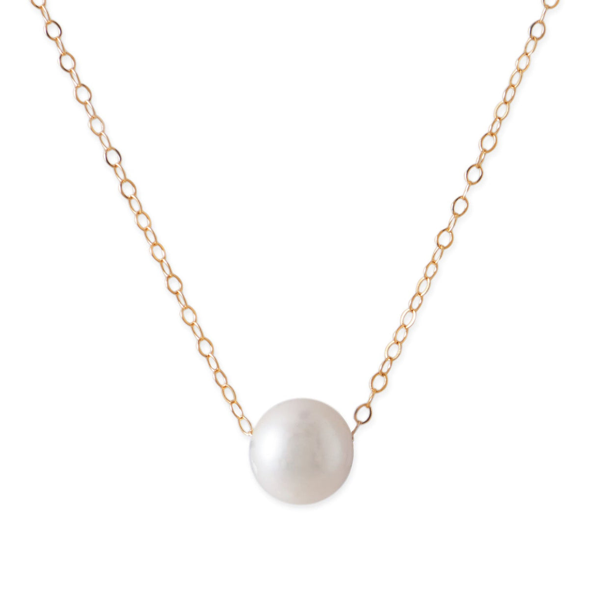 14 Karat Gold Necklace with Cultured Freshwater Floating Pearl