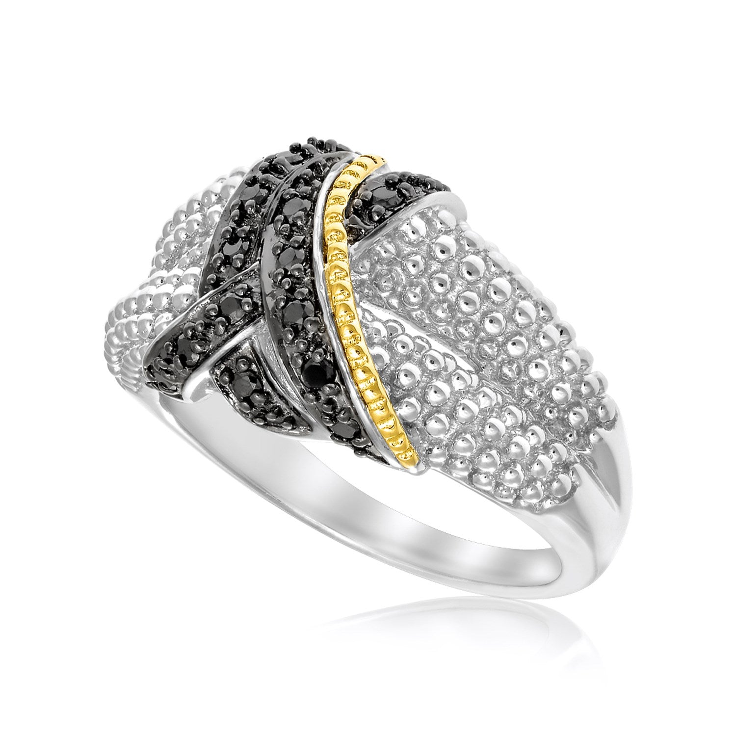 Black Diamond Popcorn Band Ring Two-Tone