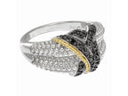 Black Diamond Popcorn Band Ring Two-Tone
