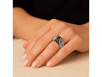 Black Diamond Popcorn Band Ring Two-Tone