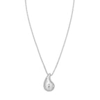 Puffed Raindrop CZ Pendant Necklace in Sterling Silver