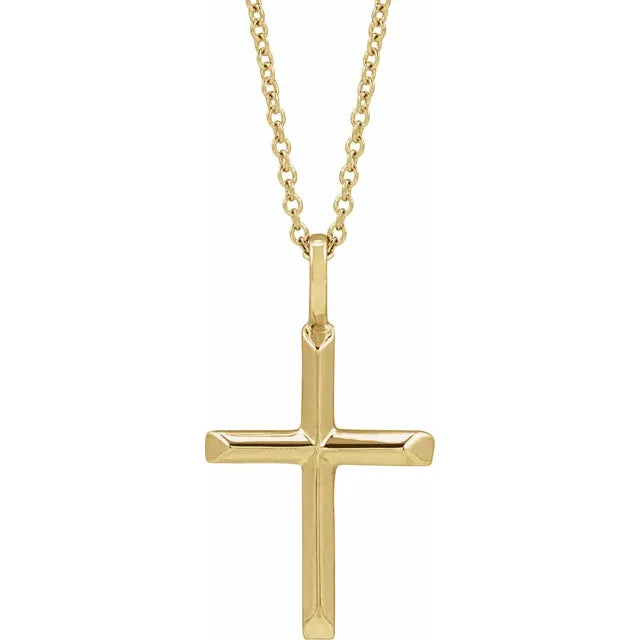 Knife Edge Cross Pendant Necklace Adjustable 16 to 18 Inch Polished Chain