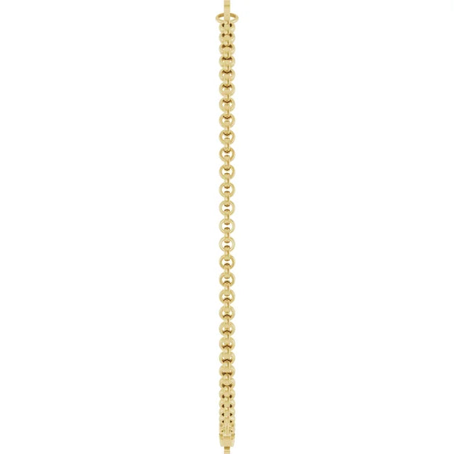 14KT Yellow Gold Engravable Link Hoop Earrings Polished Lightweight Snap Back