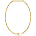 14KT Yellow Gold Engravable Link Hoop Earrings Polished Lightweight Snap Back