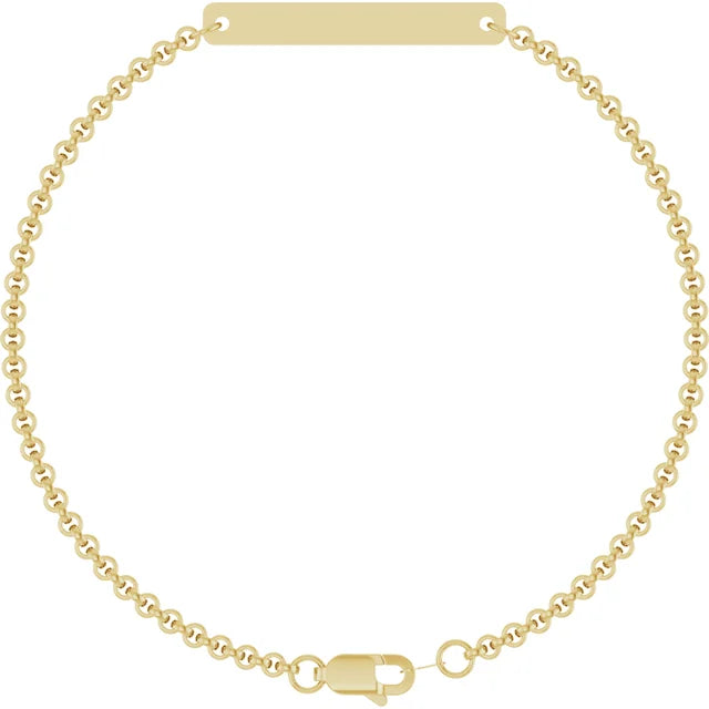 14KT Yellow Gold Engravable Link Hoop Earrings Polished Lightweight Snap Back
