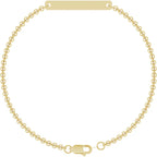 14KT Yellow Gold Engravable Link Hoop Earrings Polished Lightweight Snap Back