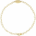 14KT Yellow Gold Heart Link Hoop Earrings Polished Lightweight Snap Back