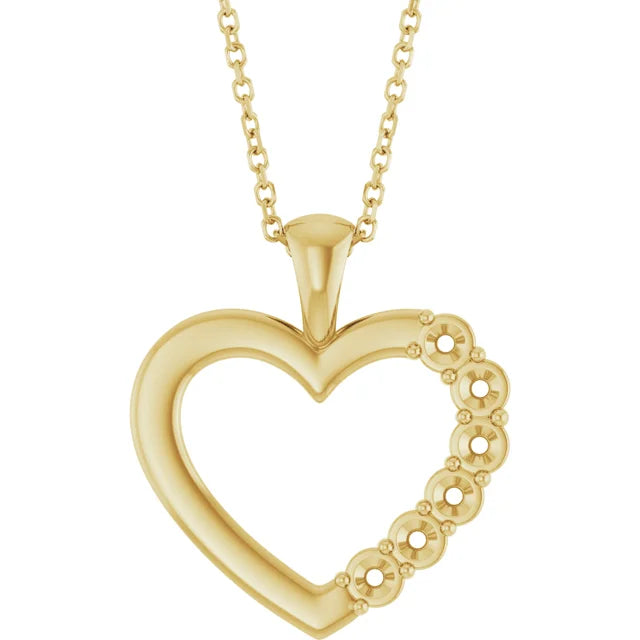 6 Stone Heart Pendant Necklace Mount Adjustable 16 to 18 Inch Customizable