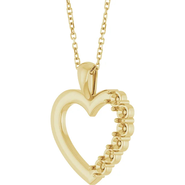 6 Stone Heart Pendant Necklace Mount Adjustable 16 to 18 Inch Customizable