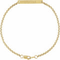 14KT Yellow Gold Engravable Link Hoop Earrings Polished Lightweight Snap Back
