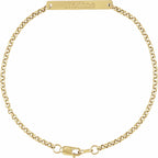 14KT Yellow Gold Engravable Link Hoop Earrings Polished Lightweight Snap Back